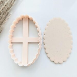 Scalloped Oval Cookie Cutter for Polymer Clay and Fondant Crafting Decorative Oval Shaped Clay Cutter Tool for DIY Jewelry Earrings Baking Crafts and Handmade Accessory Making