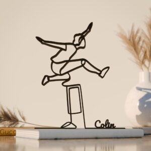 Black Hurdler Plastic Modern Line Art Sculpture for Gym Decor, Track and Field Runner Ornament, Sportsman Office Decoration, Motivational Home Artwork Gift India