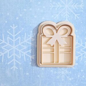 Gift Cookie Cutter Set for Celebration Theme Baking Present Box Shape Biscuit Pastry Fondant Sugar Paste Cutters for Kids Birthday Party Holiday Event Homemade Cookies and Cake