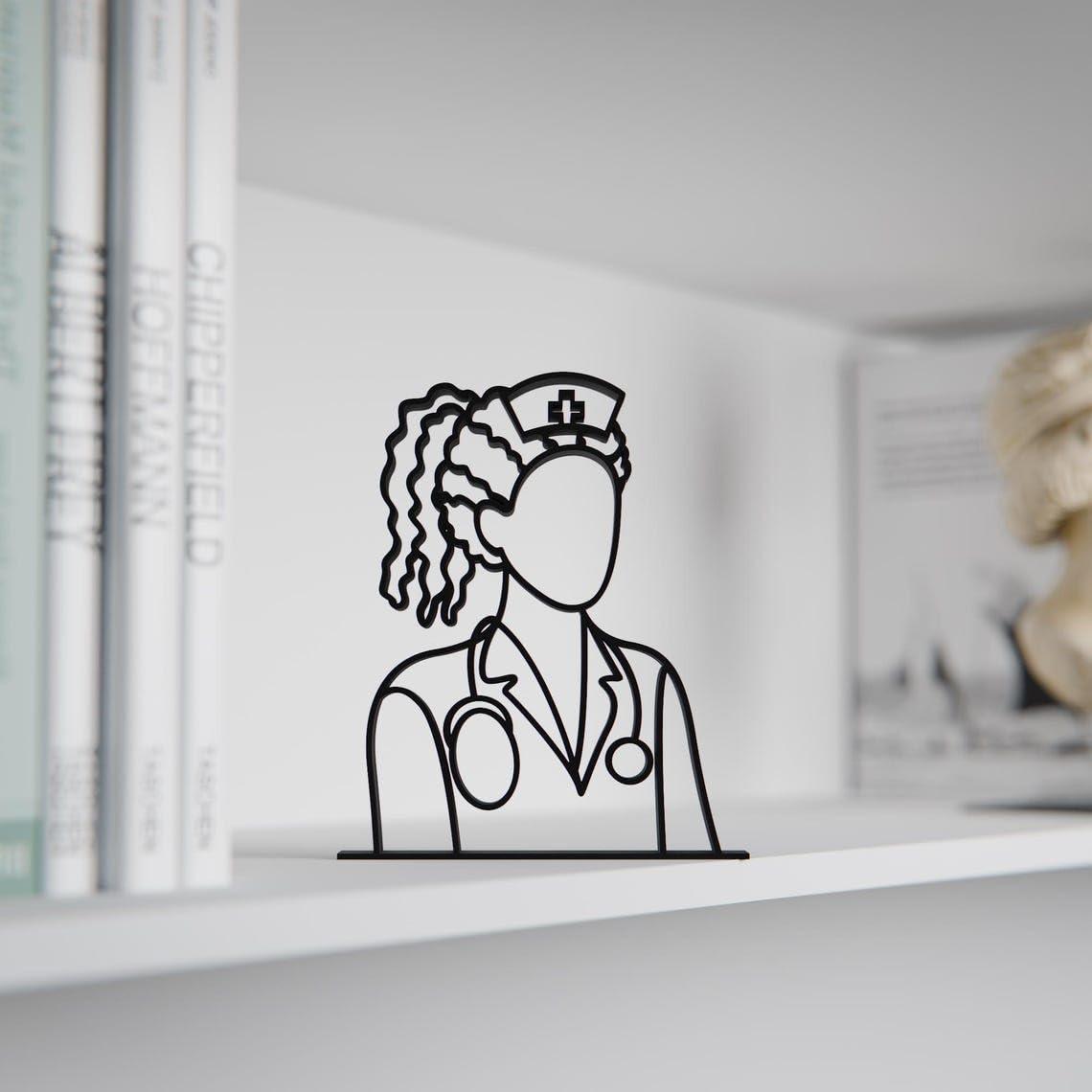 Nurse Plastic Minimal Line Art Sculpture Healthcare Decor Figure for Living Room Desk Shelf Bedroom Home Office Interior Styling - Image 6