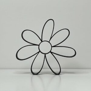Abstract Daisy Flower Line Art Decor Made of Durable India Statue, Minimalist Home Office Flower Art Sculpture, Stylish 3D Printed Design for Modern Interior Decoration