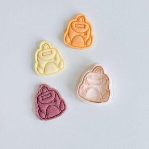 Black School Backpack Cookie Cutter Chubby Backpack Cookie Cutter Stamp Set Back to School Shape Baking Tool for Cookies Fondant Cake Decorating Classroom Party Treats