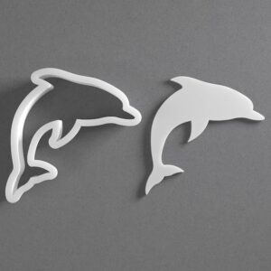 Black Dolphin Cookie Cutter Sea Animal Shape for Baking Fondant Biscuit Clay Jewelry Earrings Craft Tool Mirrored Pair Set Reusable Ocean Theme Party Decor Gift