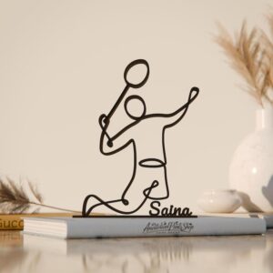 Badminton Player Personalized Line Art Figure Plastic Sports Home Decor with Name Detail for Badminton Lovers Desk Shelf Table Living Room Office Daily Play Inspiration India