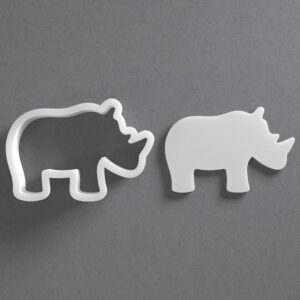 Black cookie Rhino Cookie Cutter Rhinoceros Animal Shape for Polymer Clay Jewelry Earrings Biscuit Fondant Craft Tool Mirrored Pair Suitable for Mini Medium Large Use