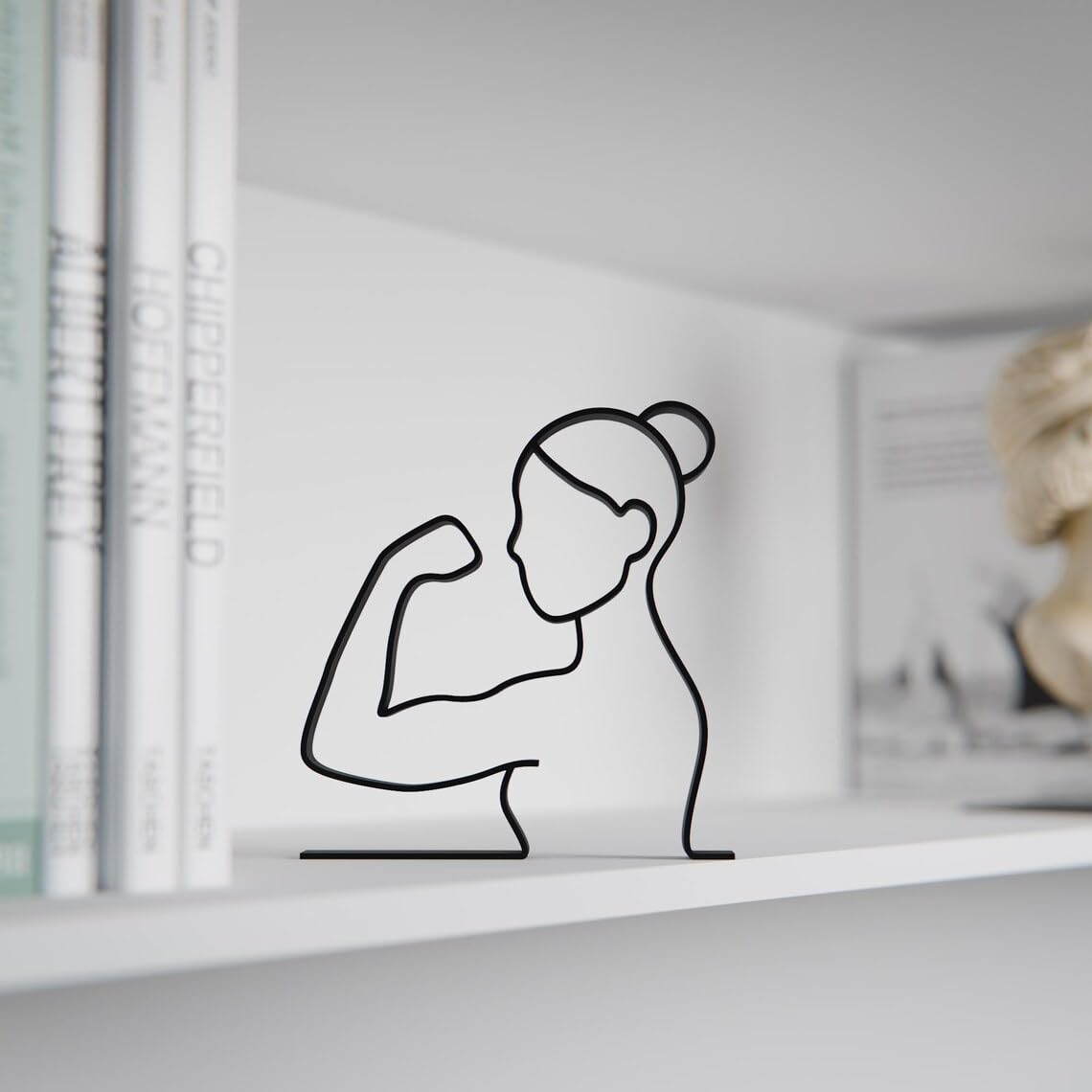 Personalized Feminist Line Art Figure Plastic Name Empowerment Decor Gift Idea Minimal Art Statue for Desk Shelf Home Office Display Modern Interior India - Image 5