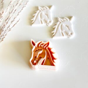 Stallion Horse Head Imprint Earring Cutter Black cookie, Polymer Clay Horse Head Charm Cutter, 1.5 Inch Pendant Jewelry Making Tool, Creative Clay Craft Mold