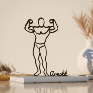 Black Personalized Body Builder Plastic Line Art Figure Custom Name Modern Fitness Inspired Sculpture Creative Gym Decor Artistic Home Office Display for Workout Enthusiasts Athletes Muscle Training