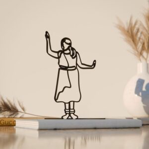 Black Kathak Dancer Plastic Minimalist Line Art Figure Traditional Indian Classical Dance Sculpture Creative Home Decor Living Room Office Desk Shelf Display Modern Interior Styling Accent Piece India
