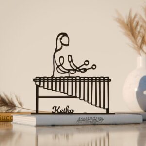 Female Marimba Player Personalized Line Art Figure Plastic Minimal Home Decor with Name Detail for Music Enthusiasts Office Desk Shelf Living Room Table Display Artistic Gift India