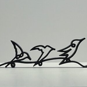 Bird Line Art Sculpture Minimalist India Statue Wall Decor with 3 Birds Abstract Design for Home Office Living Room Shelf Decoration Stylish Nature Accent