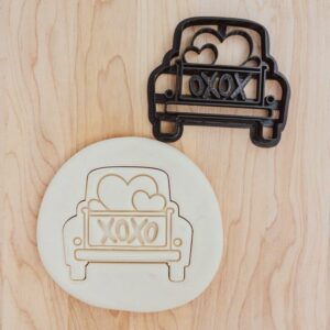 Valentines Pickup Truck with Hearts Rearview Cookie Cutter Cookie for Fondant, Clay, Dough, Heart-Shaped Decoration, Valentines Day Gift, Sweet Truck Cutter Made in India