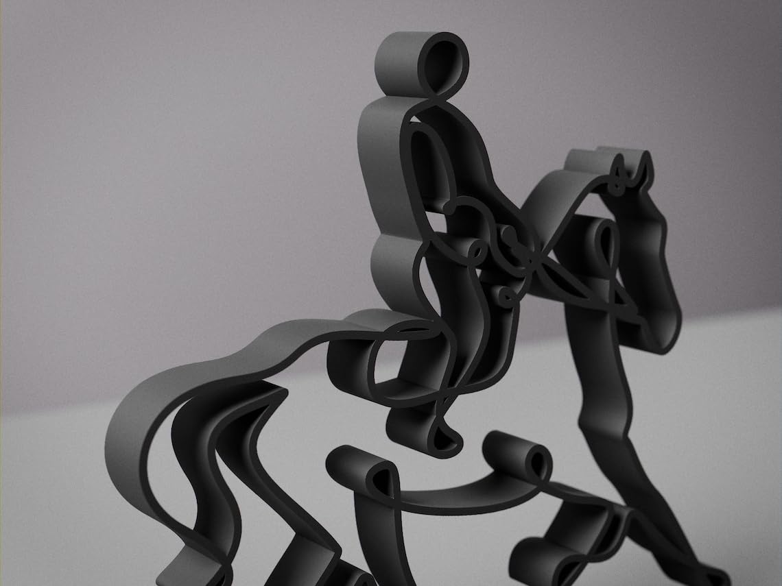 Equestrian Line Art Figure Plastic Decorative Sports Sculpture for Home Office Desk Shelf Table Display Minimalist Horse Rider Art Accent for Sports and Animal Lovers India - Image 3