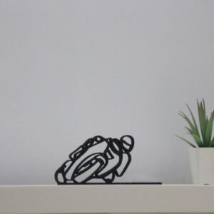 Personalized Black Biker Line Art Line Art Figure Custom Motorbike Rider Nameplate Motorcycle Lover Gift Artistic Bike Statue for Garage Office Desk Shelf Sports Enthusiast Home Decor