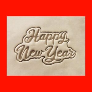 Black Happy New Year Cookie Cutter Cookie Holiday Treat Mold for New Year�s Eve Baking Celebration Desserts Winter Party Snacks Festive Crafts and Custom Gift Box Decorations