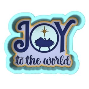 Joy to the World Cookie Cutter Black cookie Stamp and Stencil Set for Christmas, Holiday, and Celebration-Themed Cookies, Text and Festive Design Fondant Cutter, Sugar Cookie Mold, Des
