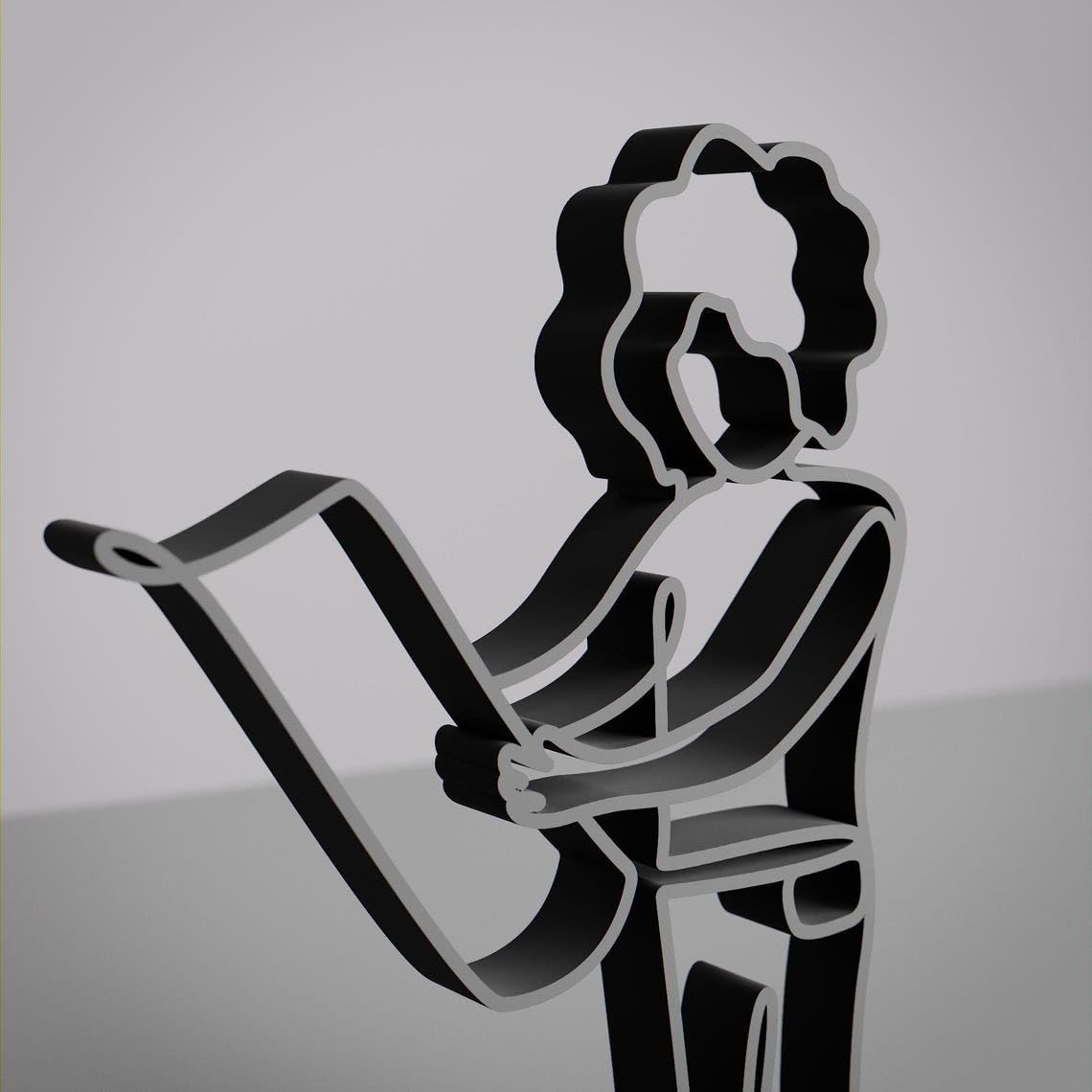 Black Architectural Theme Plastic Line Art Figure Female Designer Inspired Modern Sculpture Minimal Home Decor Shelf Table Display Creative Office Studio Decoration Unique Gift for Architecture Lovers - Image 3