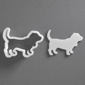 Black cookie Basset Hound Cookie Cutter Dog Breed Shape for Polymer Clay Jewelry Earrings Biscuit Fondant Craft Tool Mirrored Pair Suitable for Mini Medium Large Use