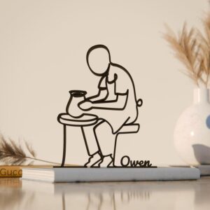 Personalized Black Ceramic Artist Line Art Figure Cookie Sculpture Custom Pottery Gift Idea Unique Minimalist Home Decor Artistic Decoration Handcrafted Style Personalized Figurine Kee