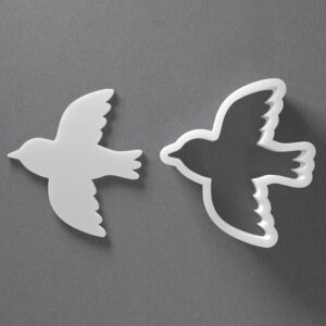 Black Bird In Flight Cookie Cutter Flying Feather Shape for Baking Fondant Biscuit Clay Jewelry Earrings Craft Tool Mirrored Pair Set Reusable Kitchen Party Decor Gift