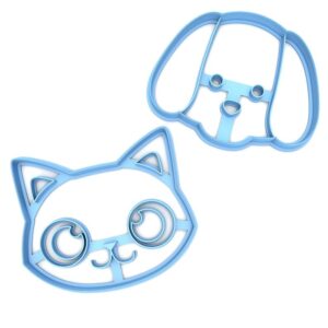 Set of 2 Cookie Cat and Dog Face Cookie Cutters for Baking Biscuits Cake Fondant Decorations Suitable Size Durable Molds Dishwasher Safe Made in India for Pet Lovers Kids and Themed