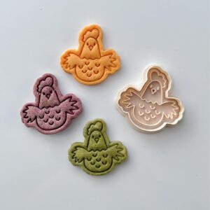 Black Chick Cookie Cutter Set with Happy Chicken Stamp for Animal Themed Baking Homemade Cookies Fondant Cake Decorating Party Favors and Spring Easter Celebration Treats
