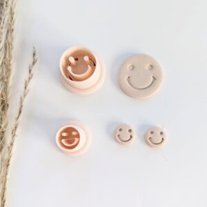 Happy Face Smiley Face Clay Earring Cutter Set for Polymer Clay Jewelry Making Trendy Fun Face Clay Tools Cookie Earring Cutters for Handmade Accessories and Whimsical Craft Projects