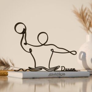 Personalized Water Polo Player Plastic Minimalist Line Art Sculpture Custom Name Sports Decor Figure for Home Office Desk Shelf Thoughtful Gift for Swimmer
