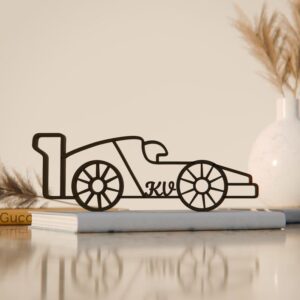 Black Custom Name F1 Racer Line Art Figure Personalized Racing Sculpture Modern Motorsport Decor Minimal Display Accent for Home Office Table Shelf Studio Living Room Interior Styling