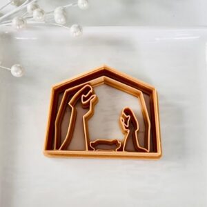 Christmas Nativity Clay Cutter with Scene Imprint for Holiday Crafts Polymer Clay Cutter Fondant Cutter Religious Christmas Clay Tools for Making Nativity Theme Decorations Ornaments