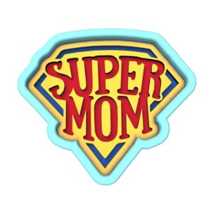 Black Super Mom Cookie Cutter Stamp Stencil Baking Tool for Cookies Fondant Pastry Biscuits Sandwiches Desserts Party Snacks Mothers Day Celebration Baking Decoration Kitchen