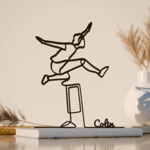 Customized Black Hurdler Plastic Line Art Sculpture with Engraved Name, Personalized Sports Gift for Athlete, Runner Desk Decor and Modern Home Display Artwork India