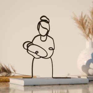 Black Midwife Plastic Line Art Sculpture for Medical Office and Maternity Ward Decor, Minimalist Modern Nurse Artwork, Elegant Healthcare Professional Gift and Home Desk Display Ornament India