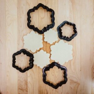 Set of Four Snowflake or Flower Outline Cookie Fondant Clay Cutter India Cookie Cutters for Holiday Baking, Cake Decorating, and Crafting Floral or Winter-Themed Designs