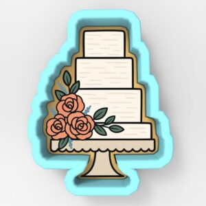 Black Wedding Cake Roses 4 Tier Cookie Cutter Plastic Clay and Fondant Mold for Polymer Clay, Rose-Tiered Cake Shape Perfect for DIY Wedding Treats, Cake Decorations, and Creative Crafts