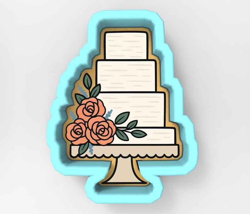 Black Wedding Cake Roses 4 Tier Cookie Cutter Plastic Clay and Fondant Mold for Polymer Clay, Rose-Tiered Cake Shape Perfect for DIY Wedding Treats, Cake Decorations, and Creative Crafts