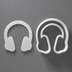 Black DJ Headphones Cookie Cutter Music Shape for Baking Fondant Biscuit Polymer Clay Jewelry Earrings Craft Tool Mirrored Pair Set Reusable Party Decor Gift