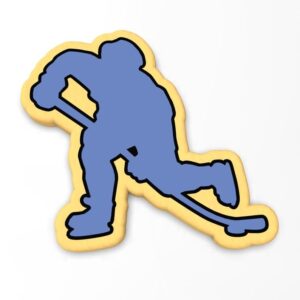 Black Hockey Player Cookie Cutter Stamp Stencil Debosser with Sharp Edges Durable Plastic Baking Mold for Cookies Fondant Biscuits Sandwiches Pancakes Crafts Sports Ice Hockey Birthday