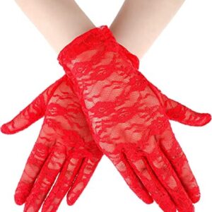 Women Lace Gloves Tea Party Short Lace Gloves Courtesy Dressy Gloves for Wedding Dinner Party