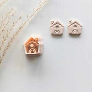 Gingerbread House Earring Imprint Cutter for Polymer Clay Jewelry Christmas Clay Cutter for Holiday Earrings Festive Gingerbread Design DIY Accessories Winter Crafts and Handmade Gift
