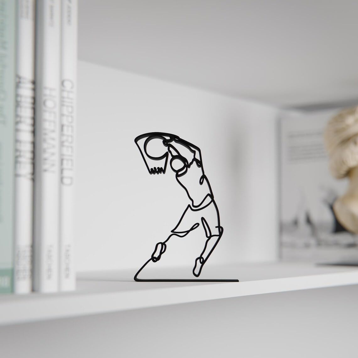 Basketball Player Line Art Figure Plastic Sports Decor Gift for Basketball Lovers Minimal Home Display Sculpture for Living Room Office Shelf Study Desk Sports Fan India - Image 6