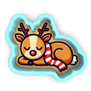 Black Red Nose Reindeer Sleeping Cookie Cutter Stamp Stencil Baking Tool for Fun Christmas Holiday Cookies Birthday Party Kids School Events Fondant Pastry Biscuits Desserts Creative Ba