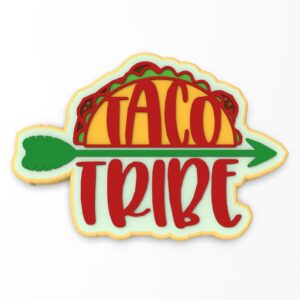 Black Taco Tribe Cookie Cutter Stamp Stencil Debosser with Sharp Edges Durable Plastic Baking Mold for Cookies Fondant Biscuits Pancakes Sandwiches Crafts Parties Birthdays Events