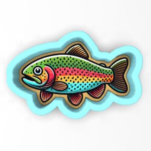 Black Rainbow Trout Cookie Cutter Stamp Stencil Baking Tool for Fish Theme Cookies Fondant Pastry Biscuits Sandwiches Desserts Party Snacks Ocean Aquarium Baking Decoration Kitchen