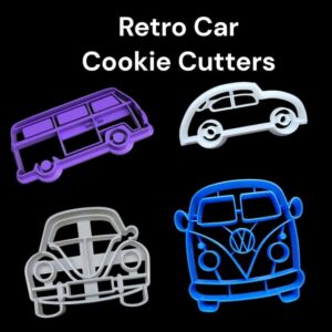 Retro Buggy Bus and Camper Van Cookie Cutter Set 4 Inch Size for Baking Fondant Biscuits Clay Crafts Cake Decorating 70s Theme Party Supplies Travel Projects Kids Activities and School