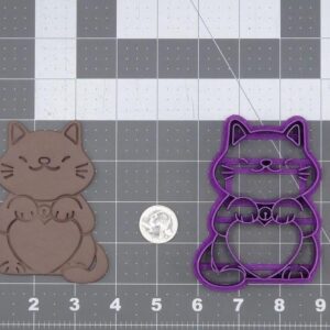 Black Cookie Cat with Heart 266-L751 Cookie Cutter for Baking Animal Love Theme Cookies Fondant Cake Decorations Biscuits Sandwiches Pancakes Pet Treats Party Favors and Craft Projects