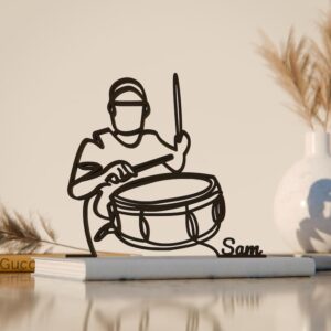 Personalized Snare Drummer Inspired Line Art Figure Plastic Custom Name Music Decor Gift for Home Office Desk Shelf Modern Interior India