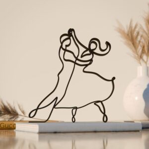 Artistic Statue Line Art Sculpture of Tango Dancers Elegant Couple Silhouette Minimalist Home Decor Unique Gift Idea for Dance Lovers Perfect for Display in Living Rooms or Studios