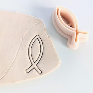 Jesus Fish Outline Clay Earring Cutter Set for Polymer Clay Skinny Religious Symbol Clay Cutter for Christian Jewelry DIY Faith Based Handmade Accessories and Inspirational Gift