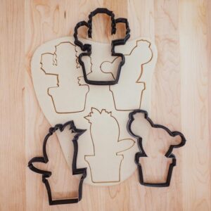 Cactus Succulent Cinco de Mayo Cookie Cutter Set India Cookie Mold with 3 Unique Shapes for Baking Festive Cookies Fondant Clay Decorations for Parties and Mexican Holiday Celebrations